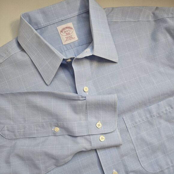 Brooks Brothers Other - Brooks Brothers 346 Shirt Mens Blue Plaid Button‎ Long sleeve Cotton 16-4/5 Reg